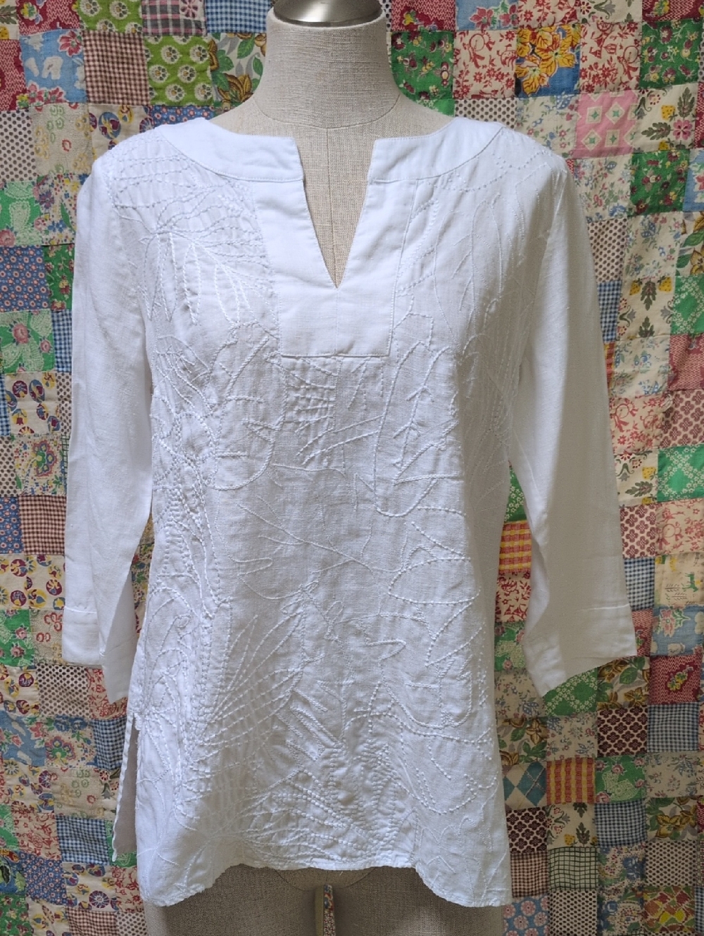 Tommy Bahama White Embroidered Tunic
